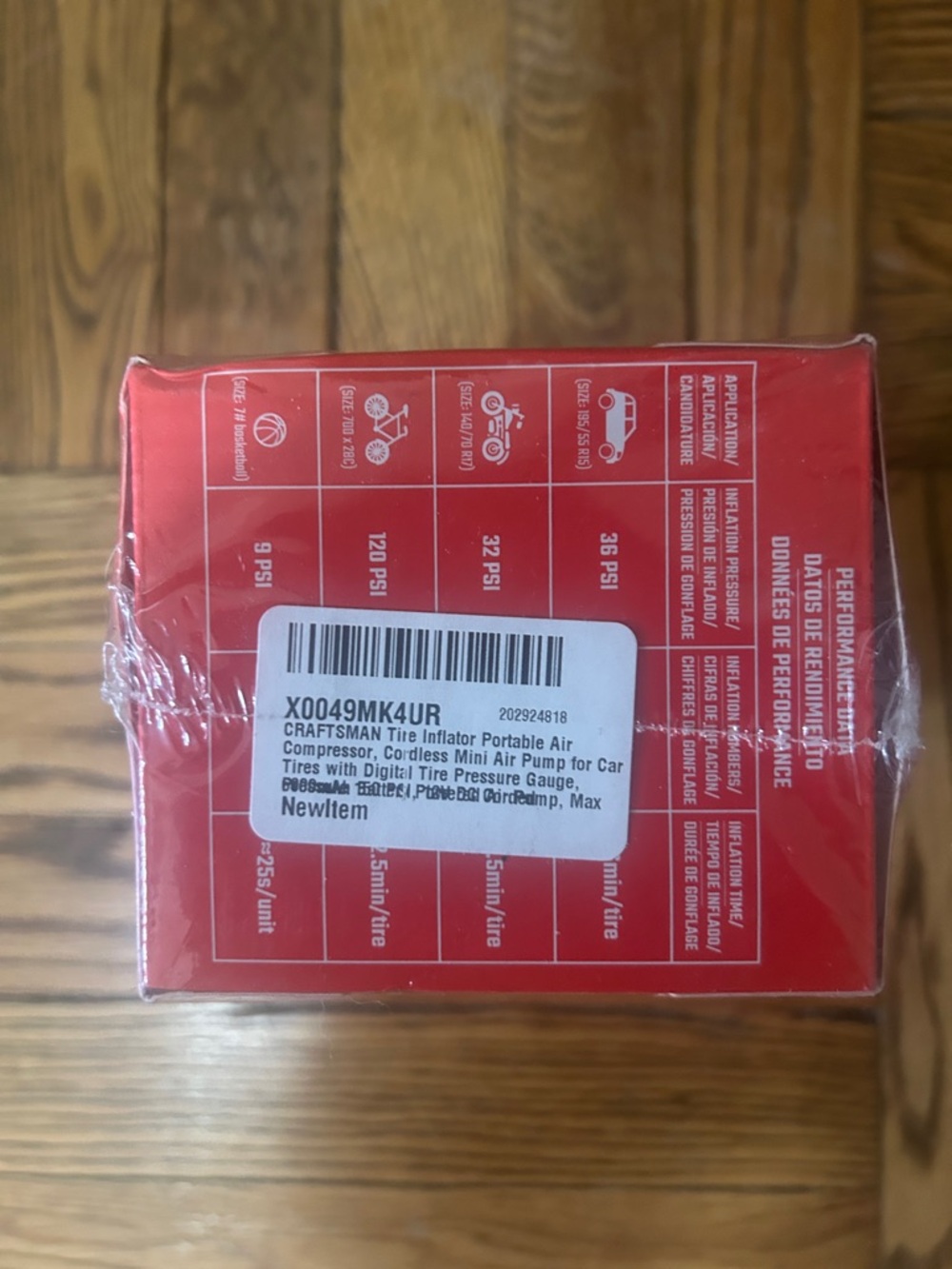 Craftsman Red and Black Portable Tire Inflator - 150 PSI NWT - Picture 5 of 5
